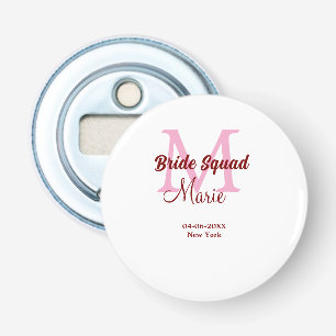 Brautgruppe Name Monogramm Brautjungfer rosa Datum Flaschenöffner