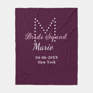 Brautgruppe Namen Monogramm Brautjungfer Mauve Fleecedecke