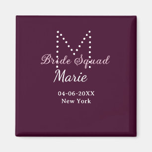 Brautgruppe Namen Monogramm Brautjungfer Mauve Magnet