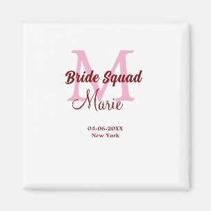 Brautgruppe Namen Monogramm Brautjungfer rosa Datu Magnet
