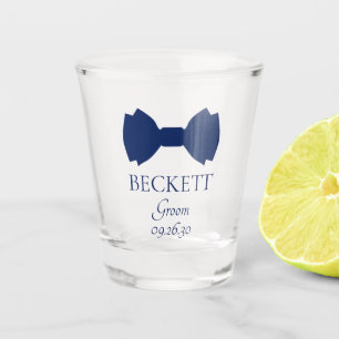 Bräutigam blaue Fliege Schnapsglas