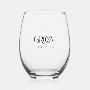 Bräutigam Elegante Graue Typografie Weinglas Ohne Stiel