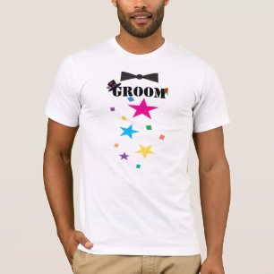 Bräutigam Fliege Pflaume Rose Sterne Zylinder T-Sh T-Shirt