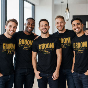 Bräutigam Forever Starts Hochzeitsdatum Gold T-Shirt