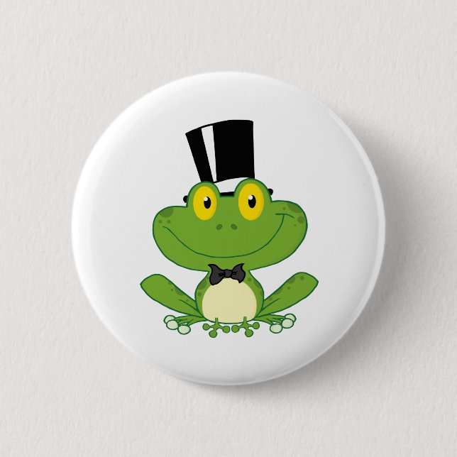 Bräutigam-Frosch-Cartoon-Charakter Button (Vorderseite)