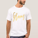BRÄUTIGAM Goldfolien-modernes T-Shirt<br><div class="desc">Sie können mit oder ohne Ihren eigenen Text besonders anfertigen</div>