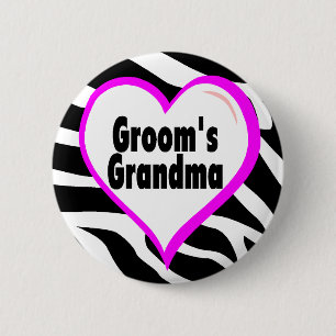 Bräutigam-Großmutter (Herzzebra-Streifen) Button