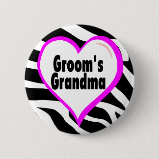 Bräutigam-Großmutter (Herzzebra-Streifen) Button
