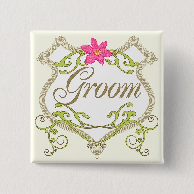 Bräutigam Hochzeitsabzeichen Button (Vorderseite)
