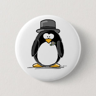Bräutigam-Pinguin Button