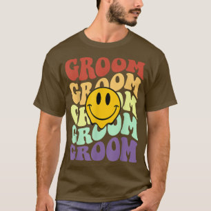 Bräutigam Retro-Lächeln Gesicht Hochzeitsfeier Bac T-Shirt