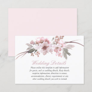 Brautigam Rosa & Graue Florale Hochzeitsempfangsde Einladung