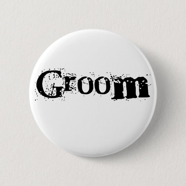 Bräutigam-schwarzer Text Button (Vorderseite)