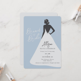 Brautillustration im rückfreien Kleid Braut-Brunch Einladung