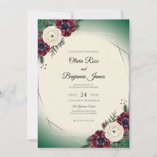 Brautjungfer-Anemone-Laub-Hochzeit Einladung