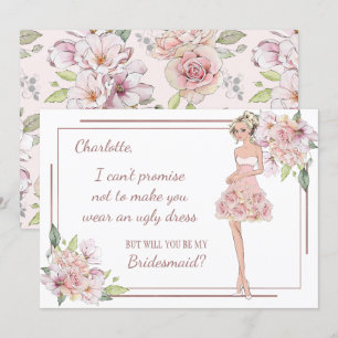 Brautjungfer-Anfragekarte für individuelle Mädchen Einladung