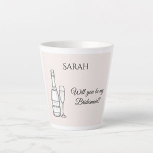 Brautjungfer Antrag Latte Tasse Champagner