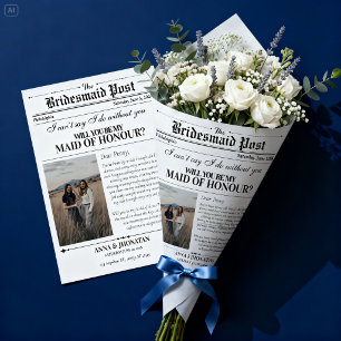 Brautjungfer Antrag Zeitungsblumenverpackung Foto Geschenkpapier