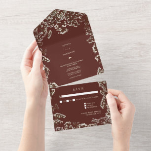 Brautjungfer Atem Rote Hochzeits RSVP All In One Einladung