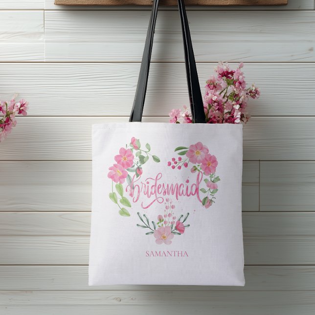Brautjungfer Blumen Personalisierter Name (Personalized Bridesmaid Tote Bag)
