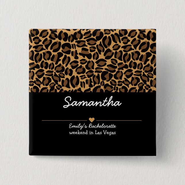 Brautjungfer Braut Boujee Trendiger Leopardenprint Button (Vorderseite)