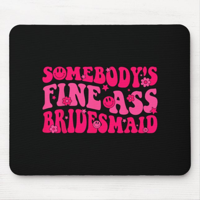 Brautjungfer Braut Squad Brautparty Groovy Jungges Mousepad (Vorne)