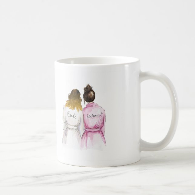 Brautjungfer? Brünettes Brötchen-Mädchen Tasse (Rechts)