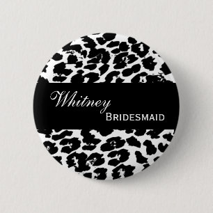 BRAUTJUNGFER Button-Knopf-Schwarz-weißer Leopard Button