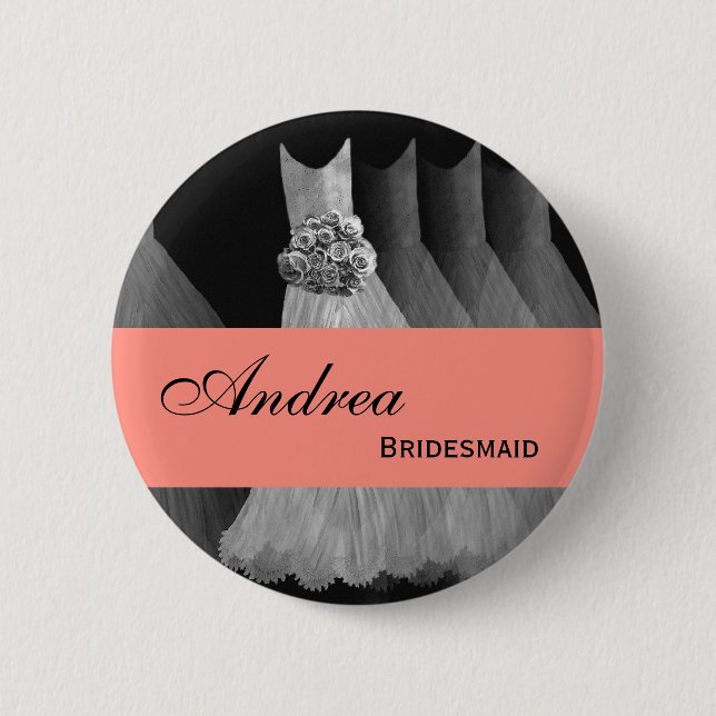 BRAUTJUNGFER Button-Knopf-silbernes Grau-Koralle Button (Vorderseite)