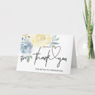 Brautjungfer Danksagungs-Geschenk Brautparty Blaue Karte