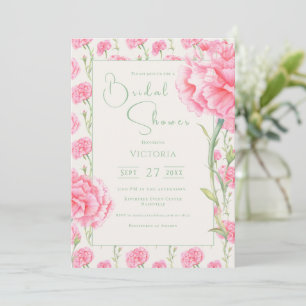 Brautjungfer-Einladung mit rosa Nelken-Blumenmuste Einladung