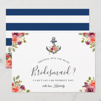Brautjungfer-Einladung zur Hochzeit mit nautischem Einladung