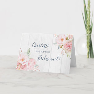 Brautjungfer-Einladungskarte für Hochzeit mit rosa Dankeskarte