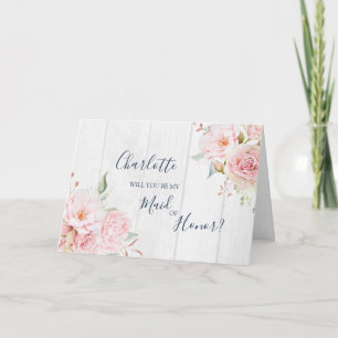Brautjungfer-Einladungskarte mit rosa floralen Mot Dankeskarte