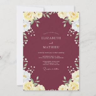 Brautjungfer Gelbe Blattreiche Hochzeit Einladung