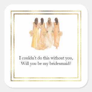 Brautjungfer-Geschenk-Aufkleber für die Hochzeit Quadratischer Aufkleber