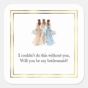 Brautjungfer-Geschenk-Aufkleber für die Hochzeit Quadratischer Aufkleber
