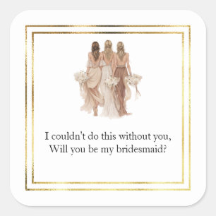 Brautjungfer-Geschenk-Aufkleber für die Hochzeit Quadratischer Aufkleber