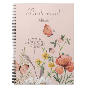 Brautjungfer-Geschenk Elegantes Rosa Blütendesign  Notizblock