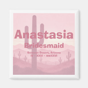 Brautjungfer-Geschenk in Rosa – Personalisiertes B Magnet