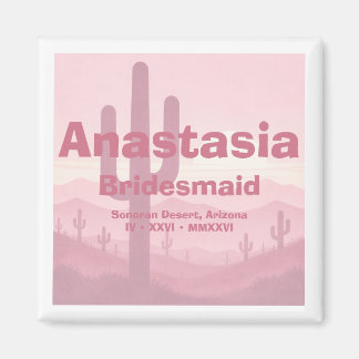 Brautjungfer-Geschenk in Rosa – Personalisiertes B Magnet