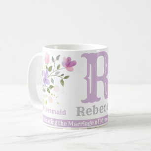 Brautjungfer-Geschenk mit Namen & Initiale. Floral Kaffeetasse