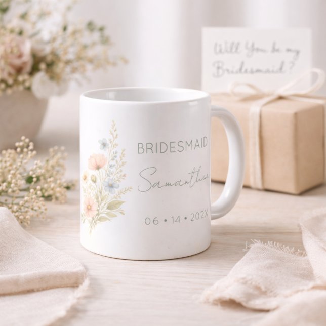 Brautjungfer-Geschenk Wildblumengarten Personalisi Kaffeetasse (Von Creator hochgeladen)