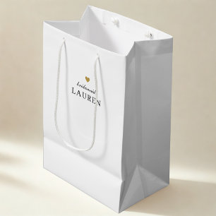 Brautjungfer-Geschenktasche mit Namen 'Gold Heart' Mittlere Geschenktüte
