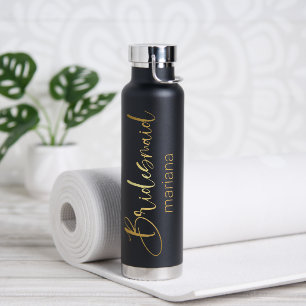Brautjungfer Gold Chic-Skript Junggesellinnenabsch Trinkflasche