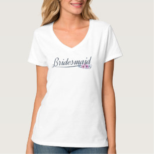 Brautjungfer Hochzeit Kalligraphie   V-Ausschnitt  T-Shirt