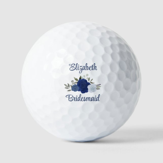 Brautjungfer Hochzeitsgeschenk Blaue Boho-Chic-Ros Golfball (Vorderseite)