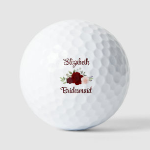 Brautjungfer Hochzeitsgeschenk Burgunder-Rosa Rose Golfball