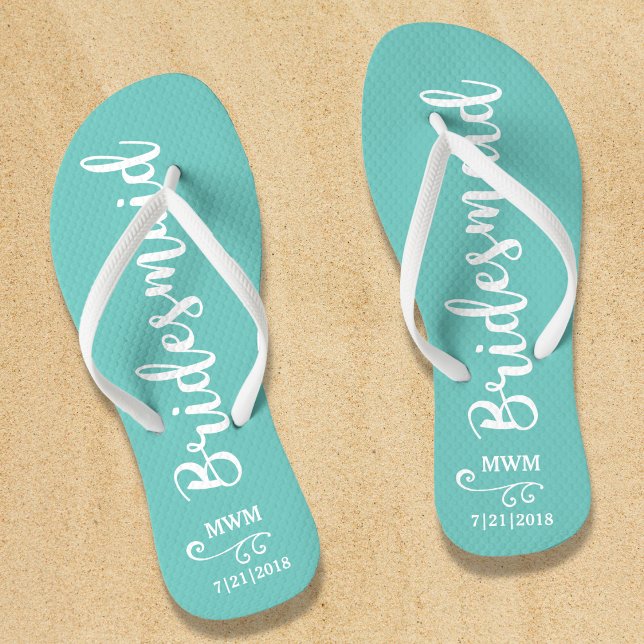 Brautjungfer Hochzeitsgeschenk Name oder Monogramm Flip Flops (Von Creator hochgeladen)