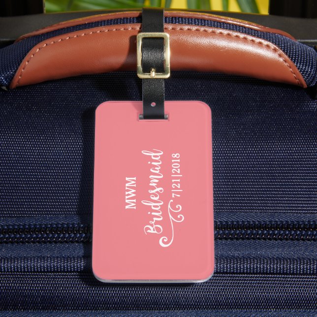 Brautjungfer Hochzeitsgeschenk Name oder Monogramm Gepäckanhänger (Vorderseite Insitu 2)
